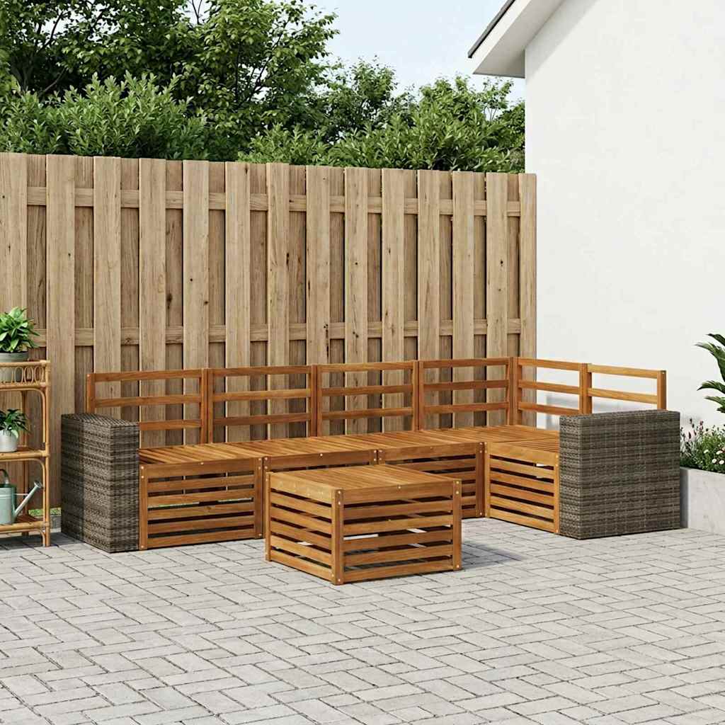Outdoor-Sofagarnitur 6 stk. Natur Polyester