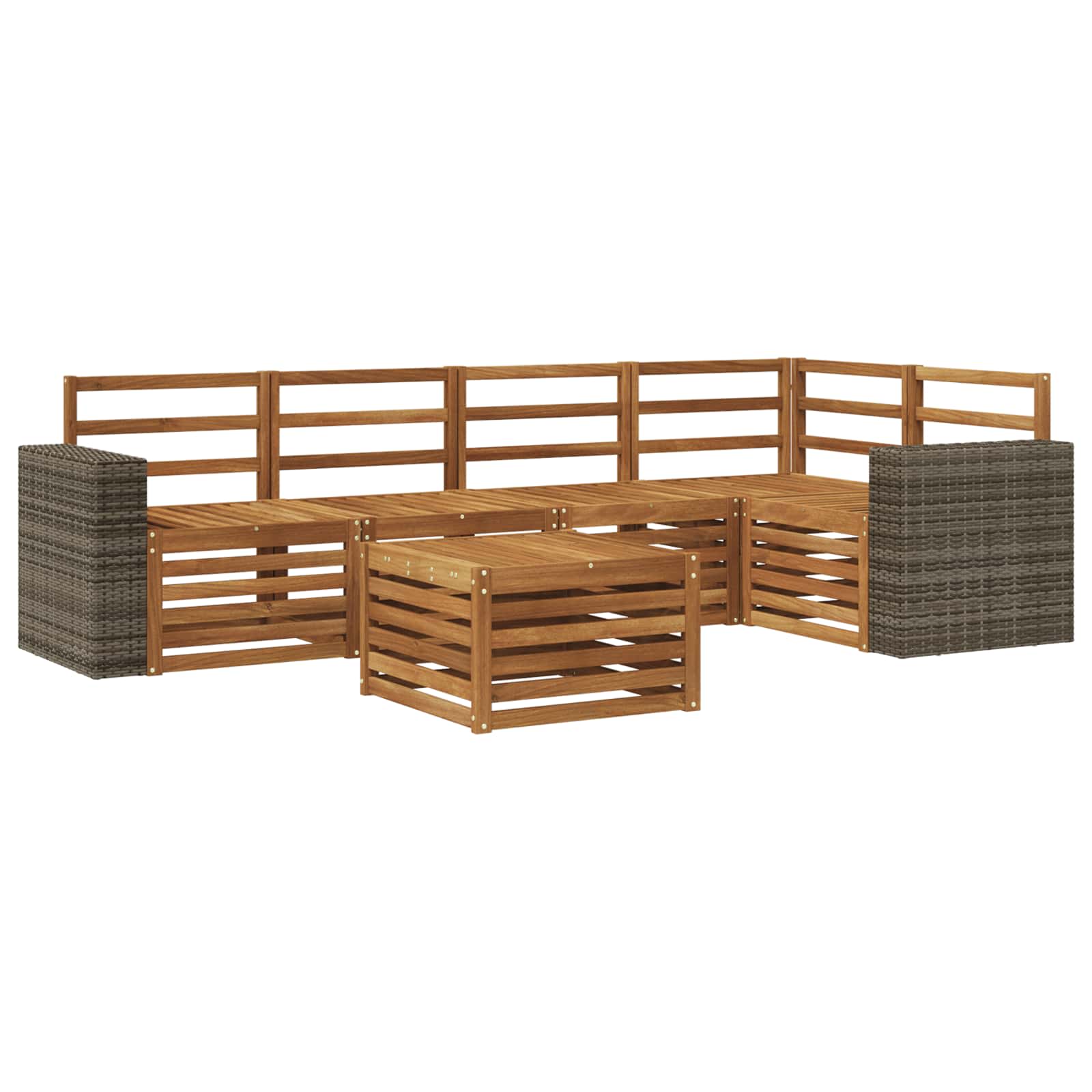 Outdoor-Sofagarnitur 6 stk. Natur Polyester