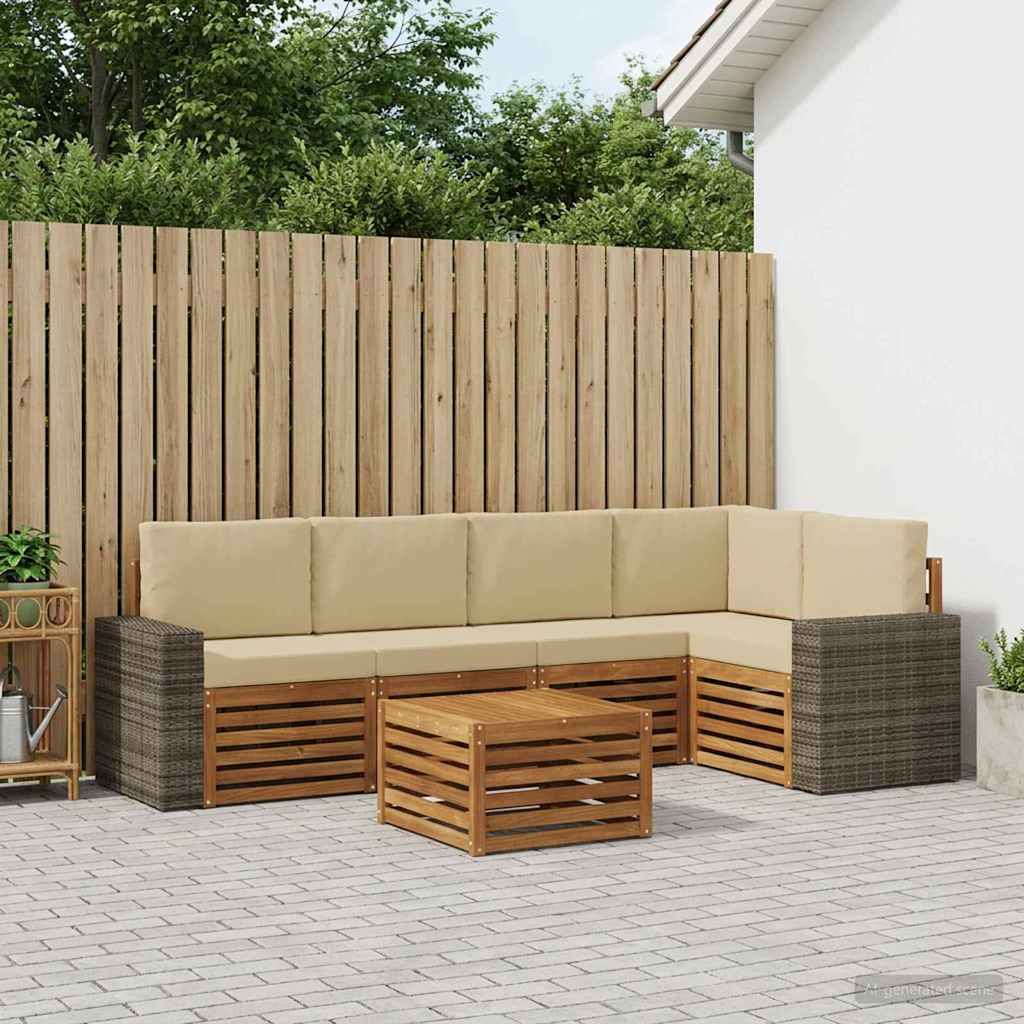 Outdoor-Sofagarnitur 6 stk. Natur und Beige Polyester