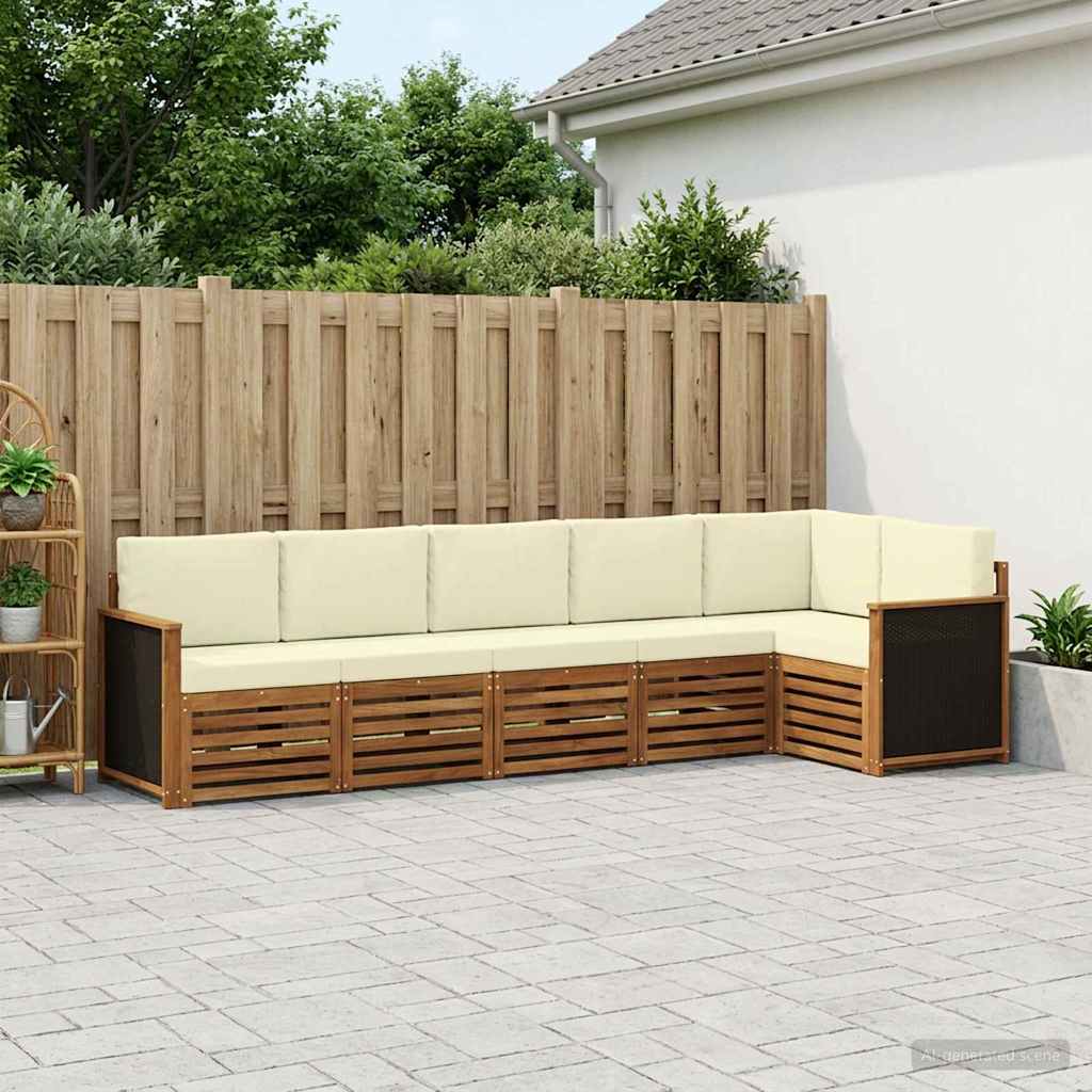 Ecksofa Set mit Kissen 5 pcs Natur und Creme