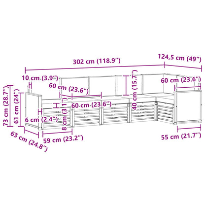 Outdoor-Sofagarnitur 5 stk. Natur und Creme