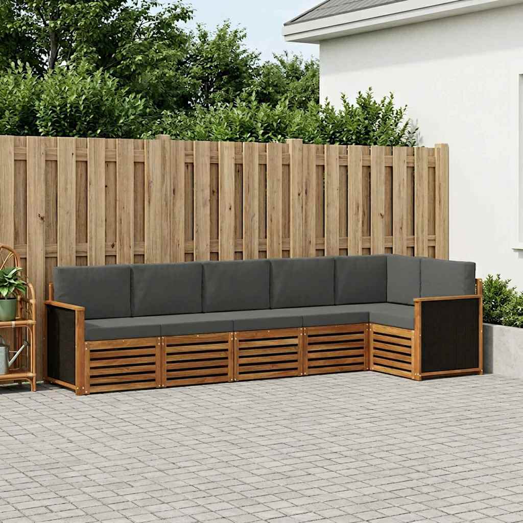 Outdoor-Sofagarnitur 5 stk. Natur und Anthrazit