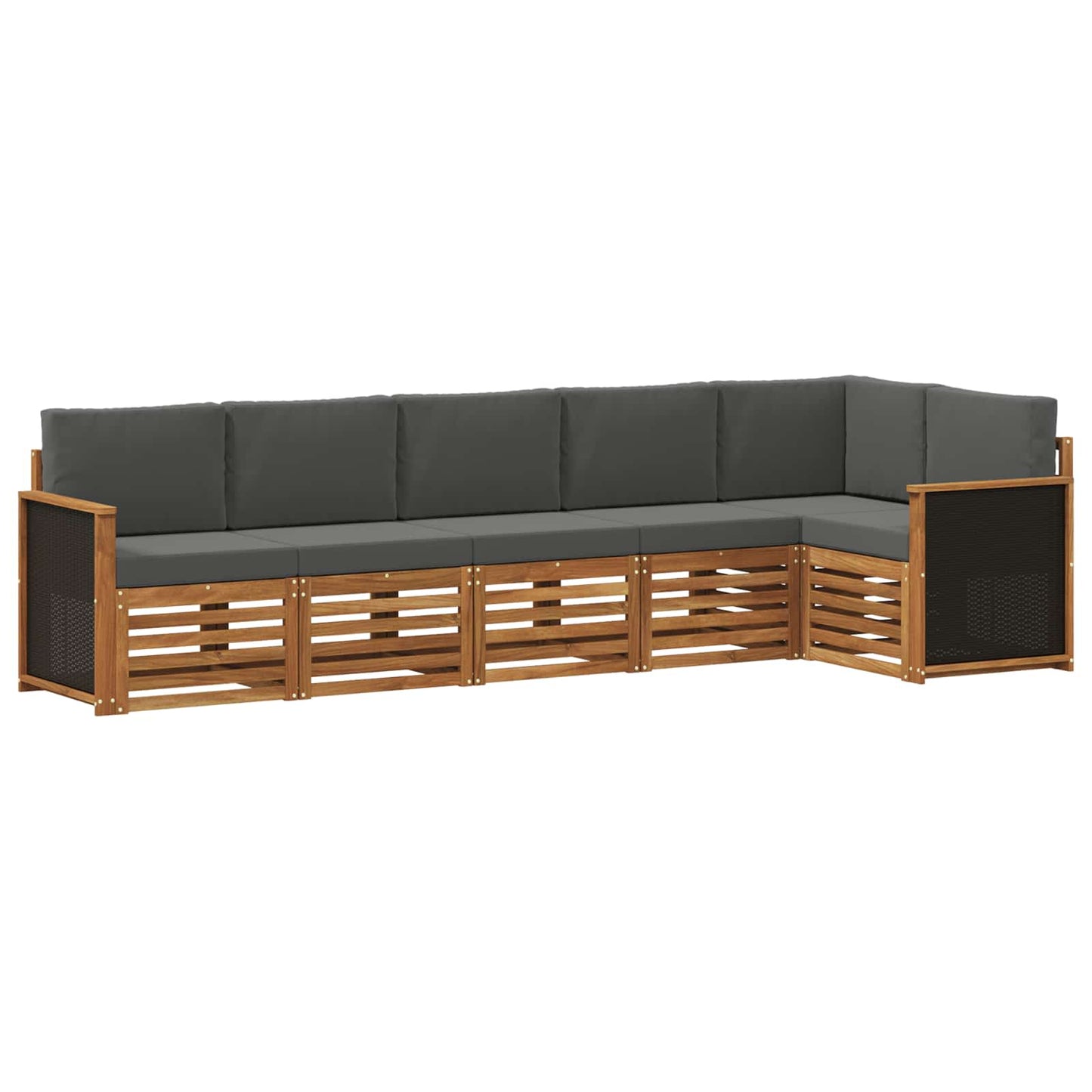 Outdoor-Sofagarnitur 5 stk. Natur und Anthrazit