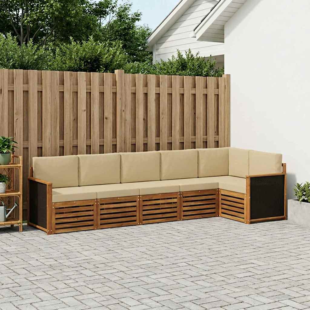 Outdoor-Sofagarnitur 5 stk. Natur