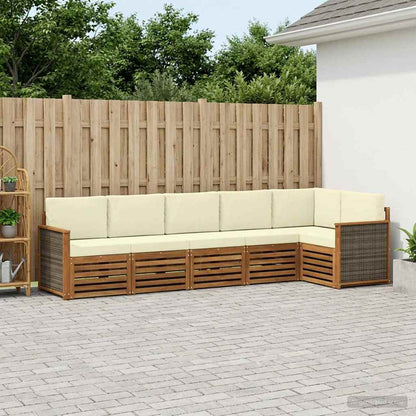 Outdoor-Sofagarnitur 5 stk. Natur und Creme