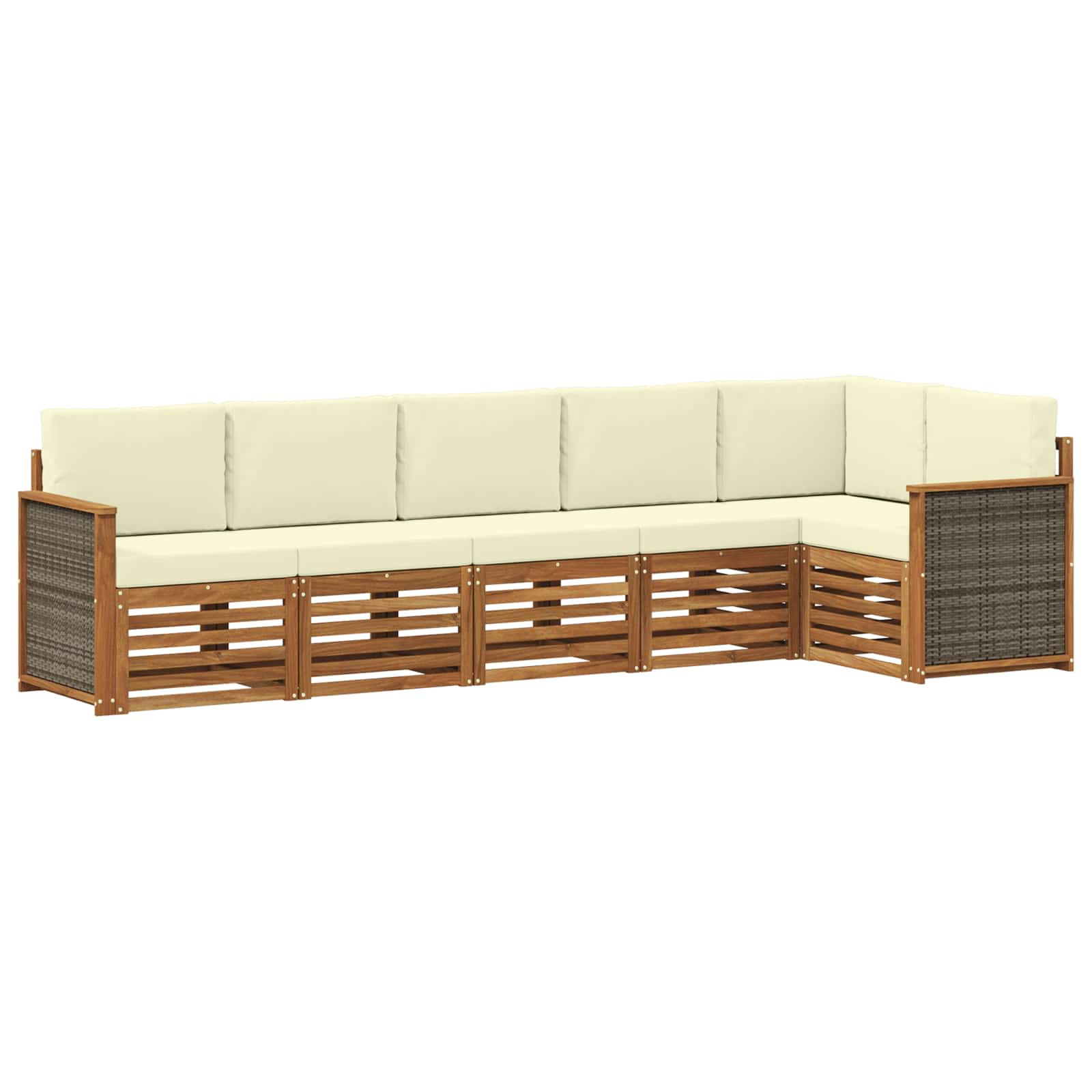 Ecksofa Set mit Kissen 5 pcs Natur und Creme
