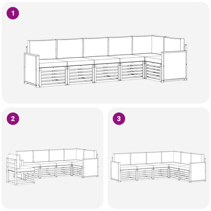 Outdoor-Sofagarnitur 5 stk. Natur und Creme