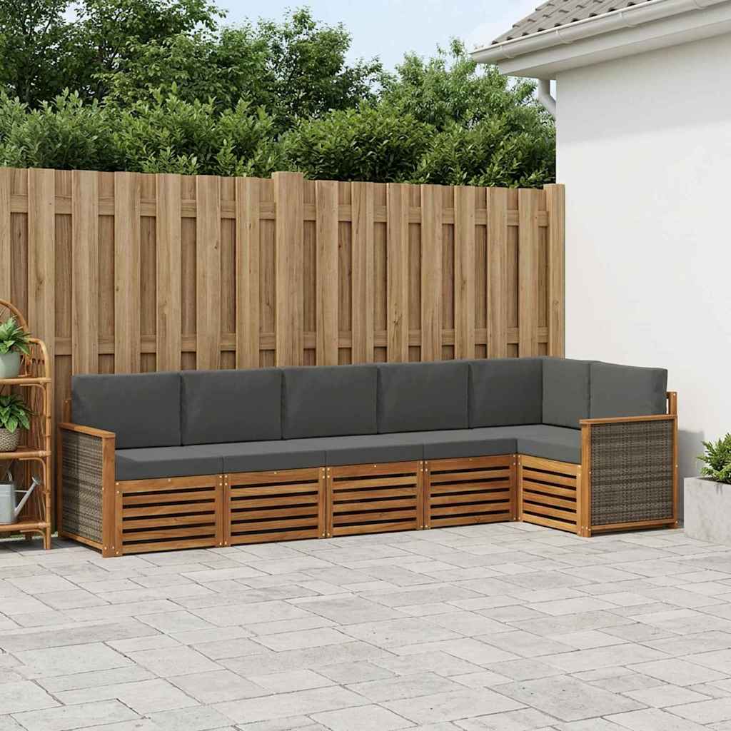Outdoor-Sofagarnitur 5 stk. Natur und Anthrazit