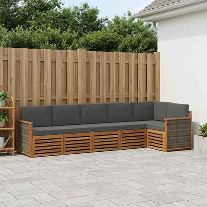 Outdoor-Sofagarnitur 5 stk. Natur und Anthrazit