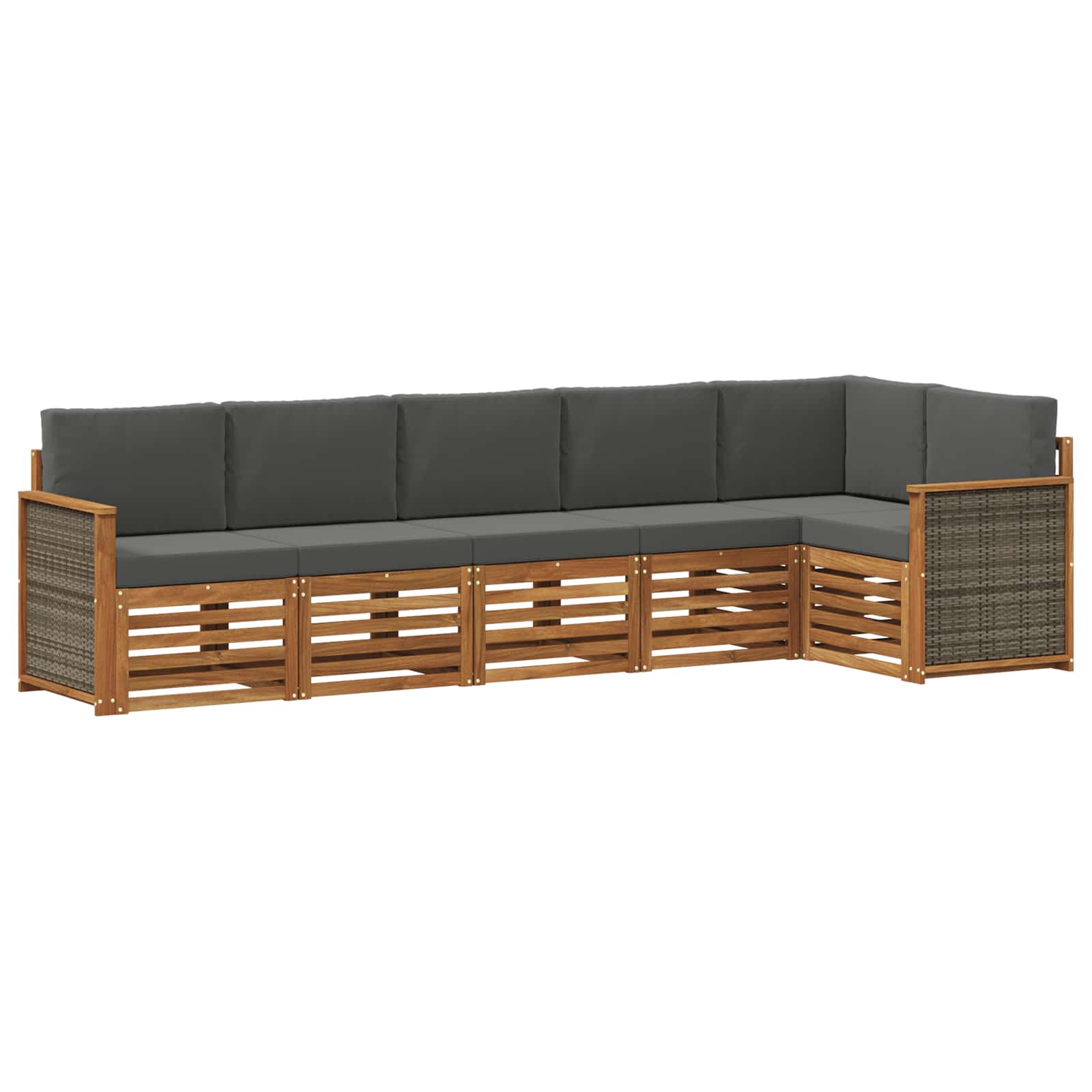 Outdoor-Sofagarnitur 5 stk. Natur und Anthrazit