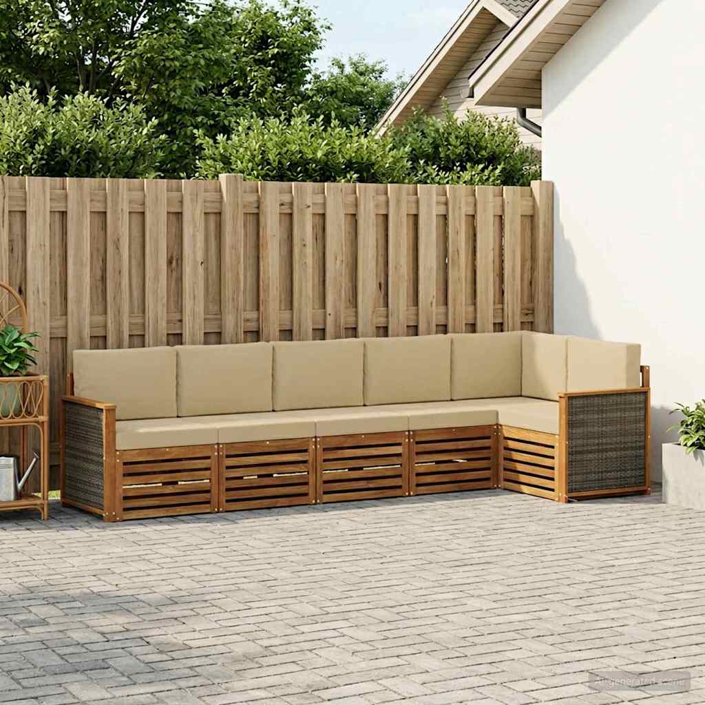 Outdoor-Sofagarnitur 5 stk. Natur