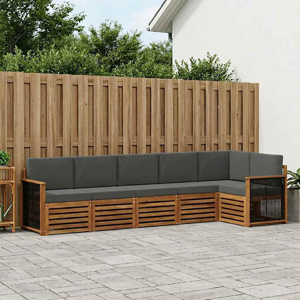 Outdoor-Sofagarnitur 5 stk. Natur und Anthrazit