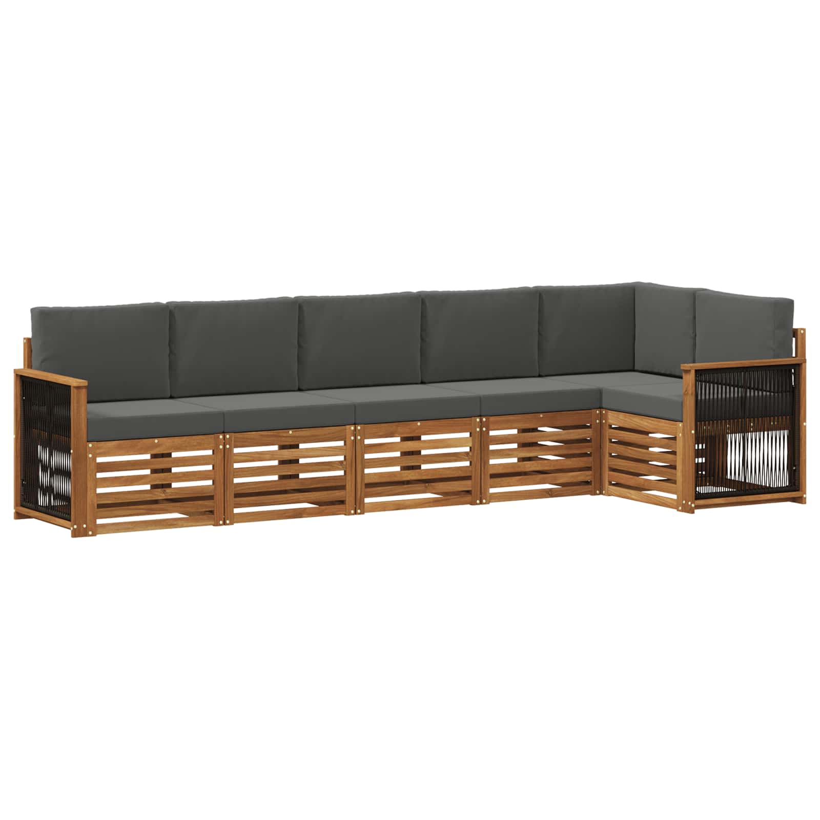 Outdoor-Sofagarnitur 5 stk. Natur und Anthrazit