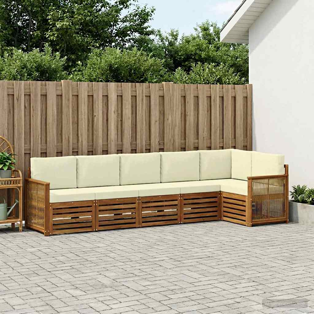 Ecksofa Set mit Kissen 5 pcs Natur und Creme