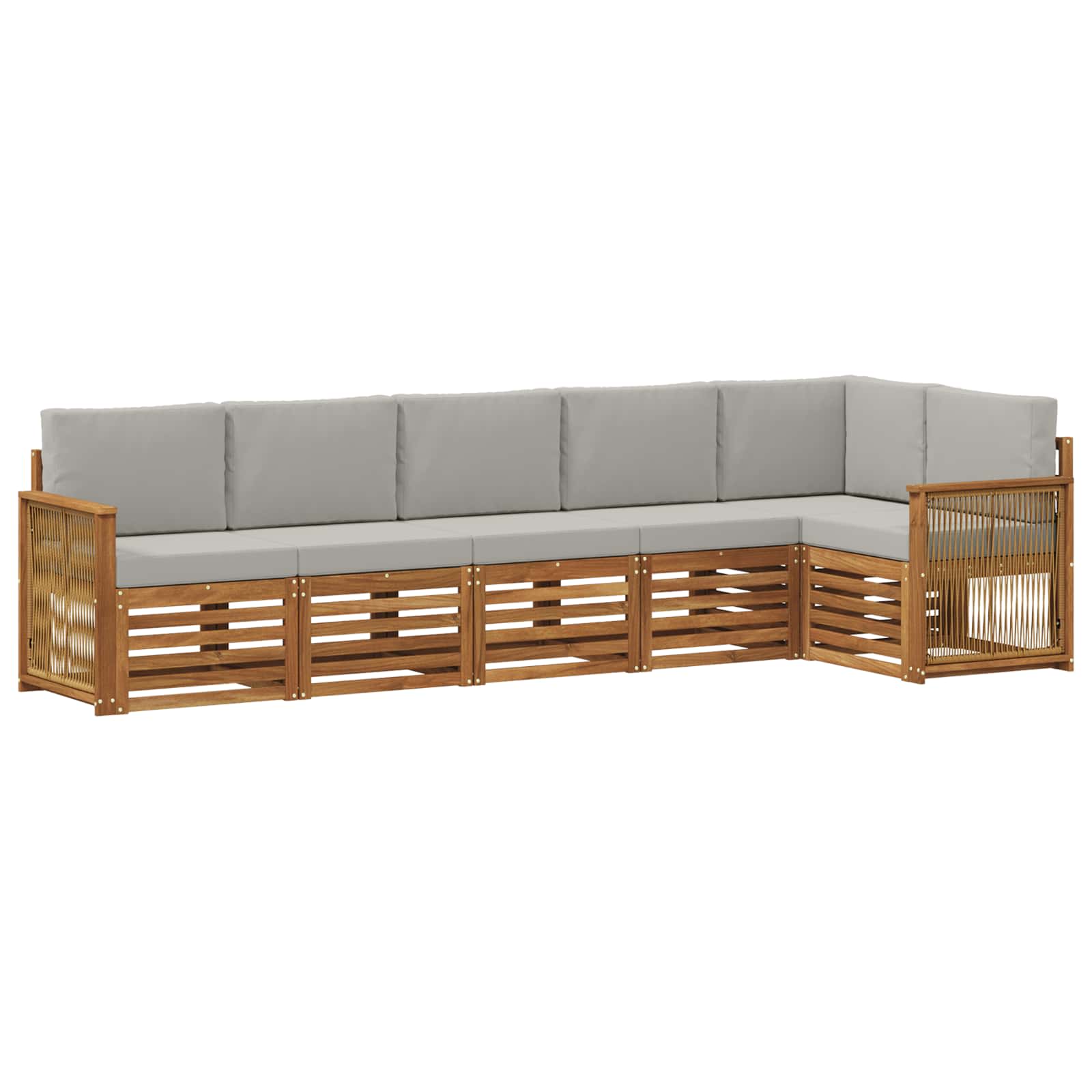 Outdoor-Sofagarnitur 5 stk. Natürlich und Hellgrau