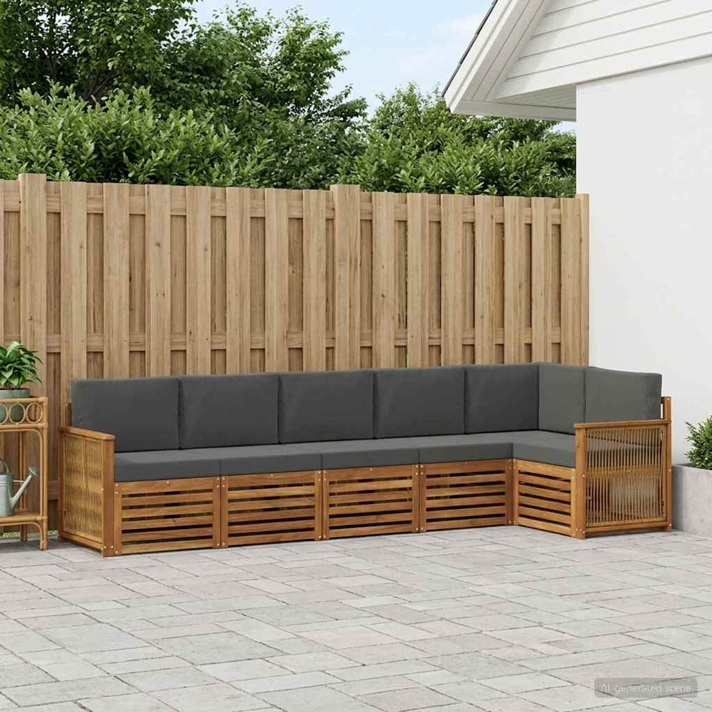 Outdoor-Sofagarnitur 5 stk. Natur und Anthrazit