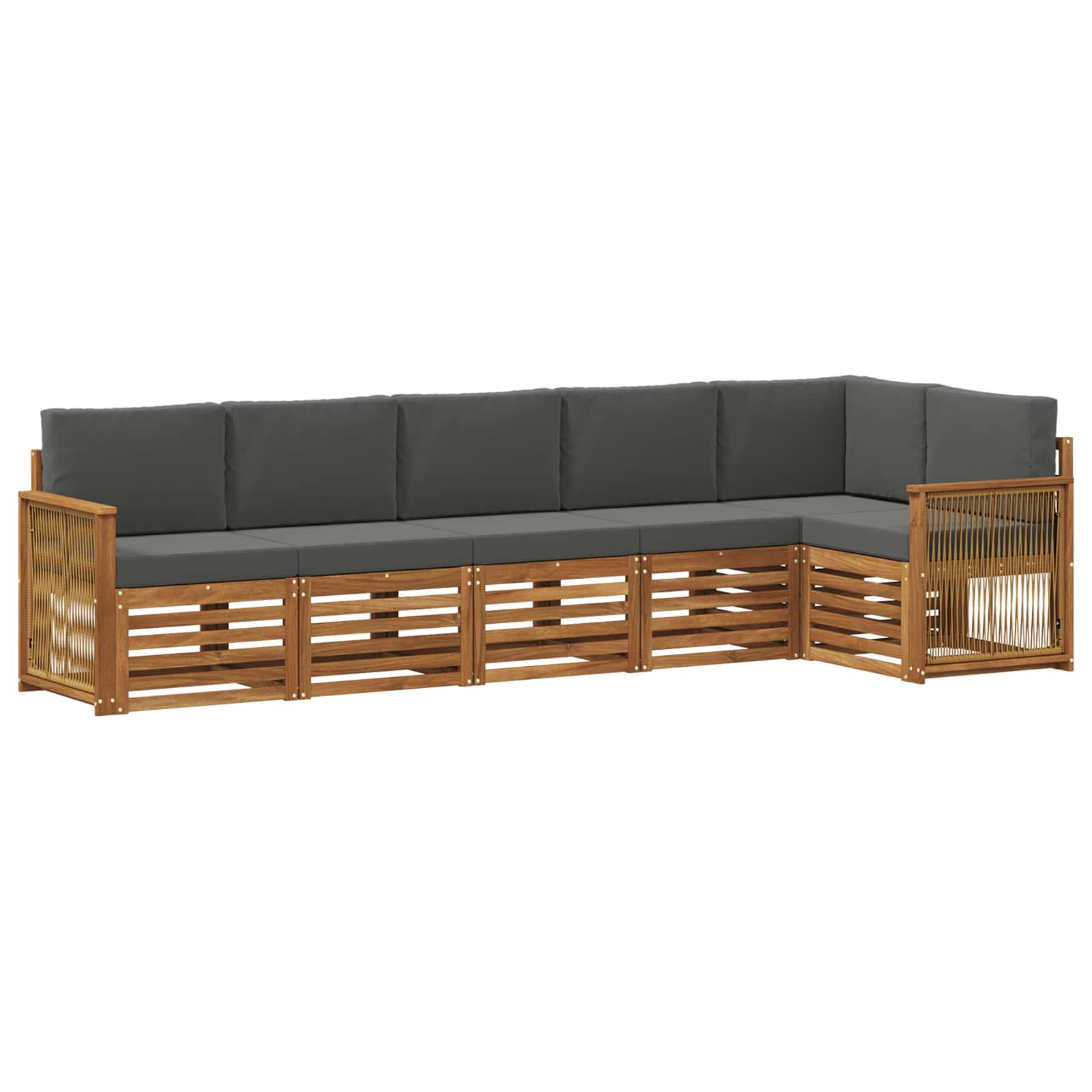 Outdoor-Sofagarnitur 5 stk. Natur und Anthrazit
