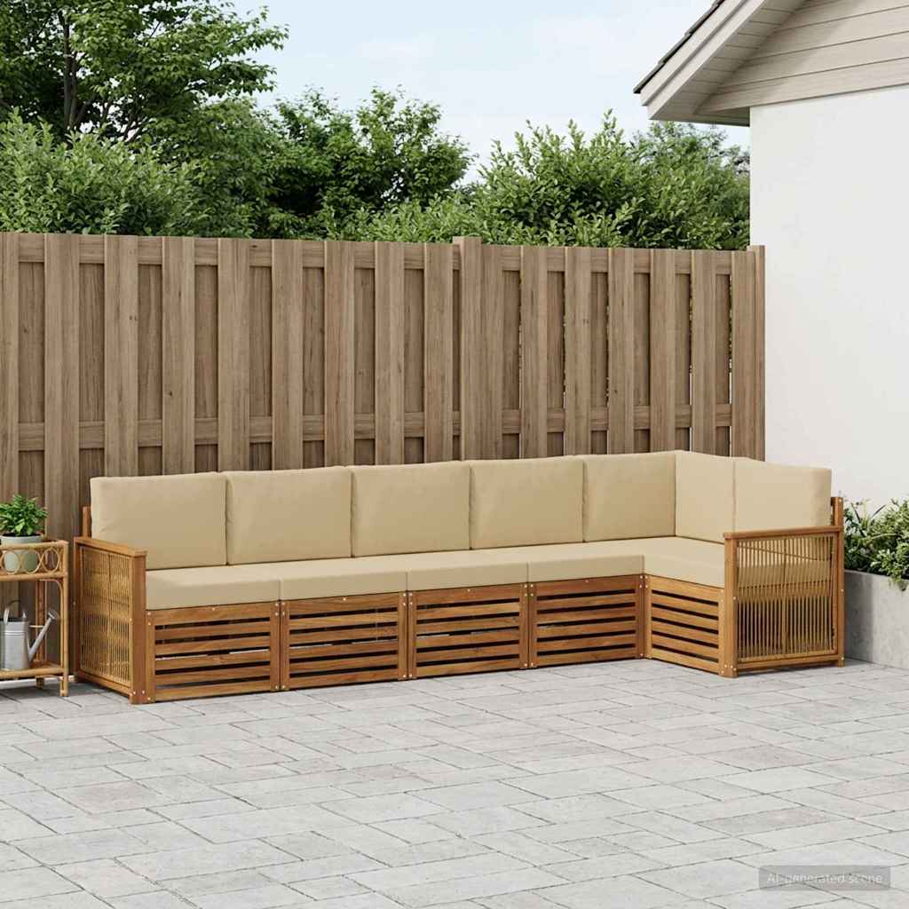 Outdoor-Sofagarnitur 5 stk. Natur