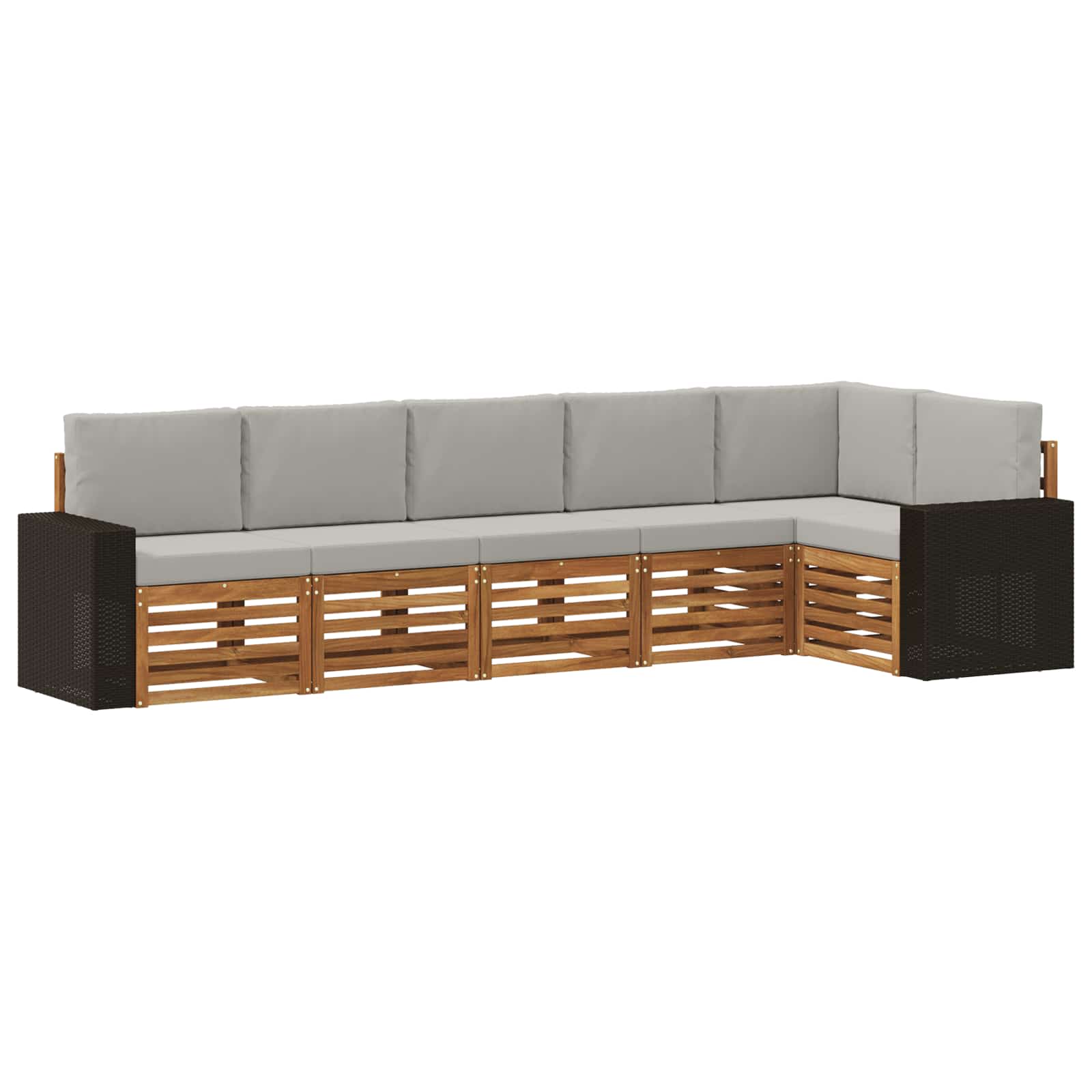 Outdoor-Sofagarnitur 6 stk. Natürlich und Hellgrau Polyester
