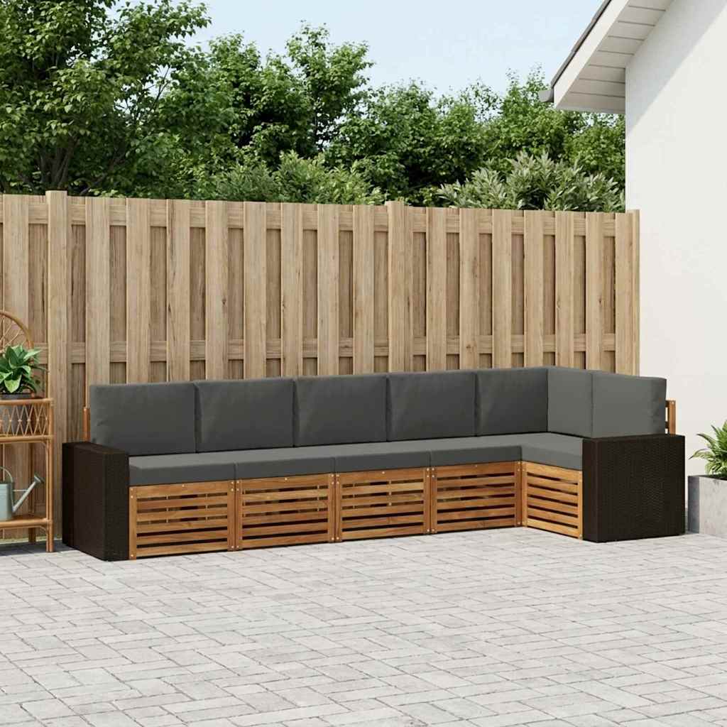 Outdoor-Sofagarnitur 6 stk. Natur und Anthrazit Polyester
