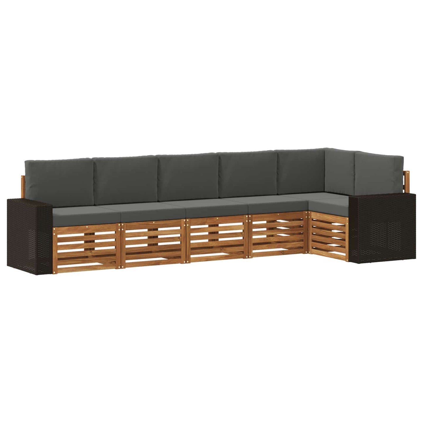 Outdoor-Sofagarnitur 6 stk. Natur und Anthrazit Polyester
