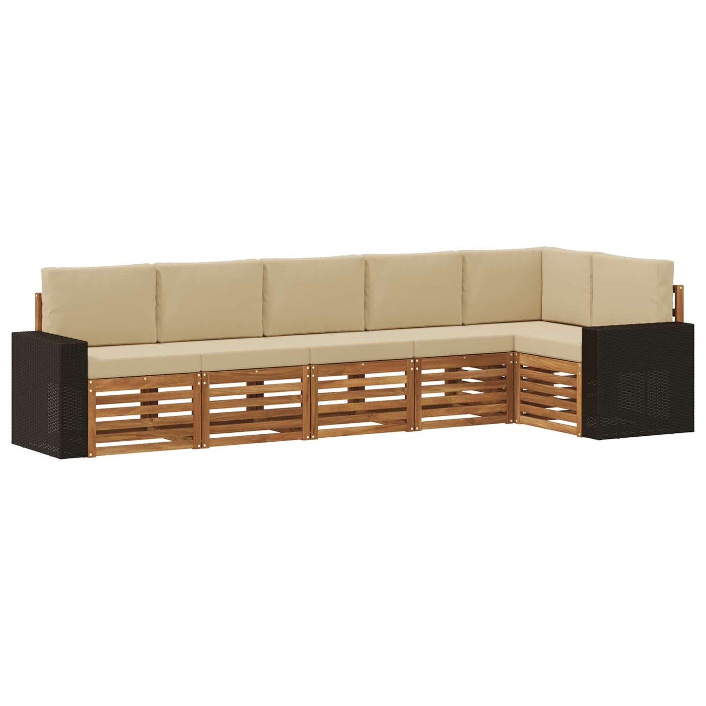 Outdoor-Sofagarnitur 6 stk. Natur und Beige Polyester