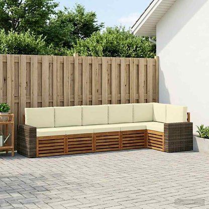 Outdoor-Sofagarnitur 6 stk. Natur und Creme Polyester