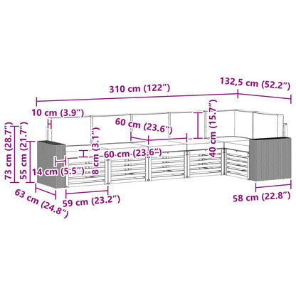 Outdoor-Sofagarnitur 6 stk. Natur und Creme Polyester