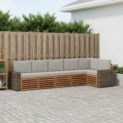Outdoor-Sofagarnitur 6 stk. Natürlich und Hellgrau Polyester