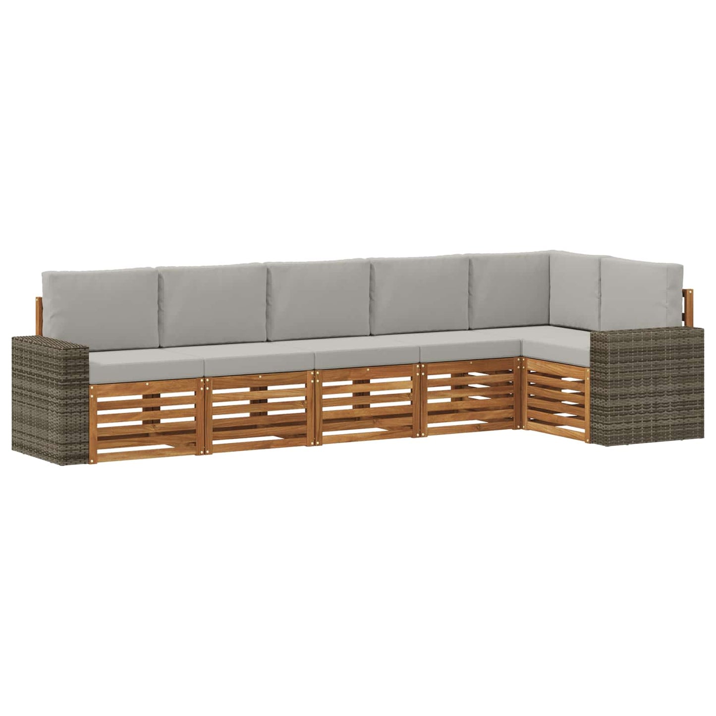 Outdoor-Sofagarnitur 6 stk. Natürlich und Hellgrau Polyester