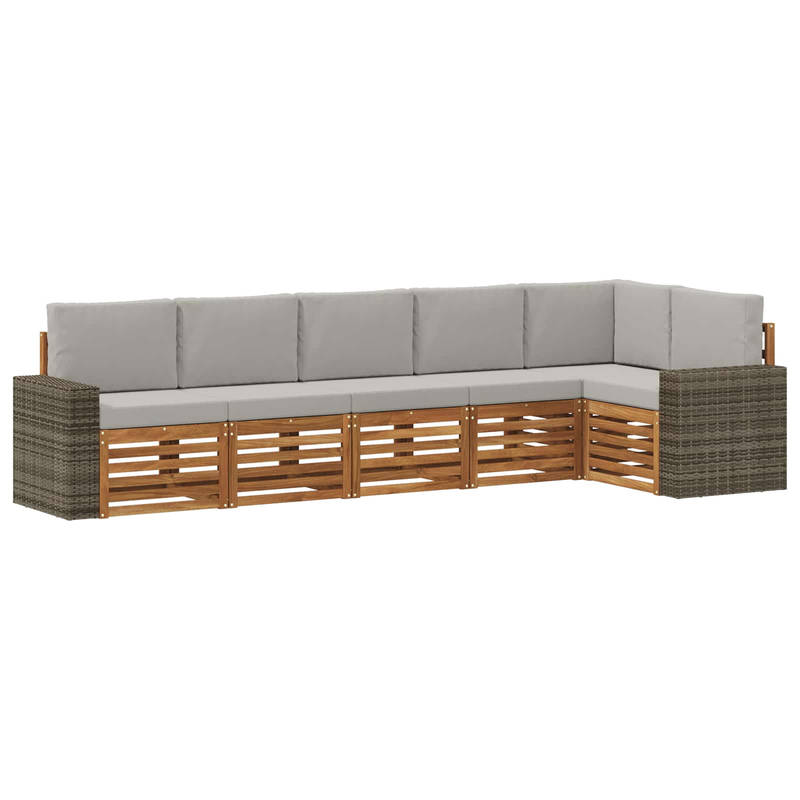 Outdoor-Sofagarnitur 6 stk. Natürlich und Hellgrau Polyester