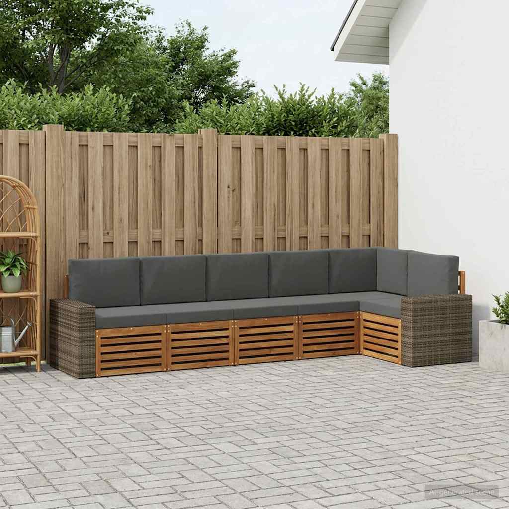 Outdoor-Sofagarnitur 6 stk. Natur und Anthrazit Polyester