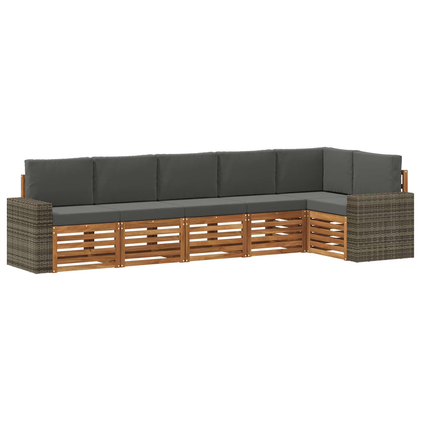 Outdoor-Sofagarnitur 6 stk. Natur und Anthrazit Polyester