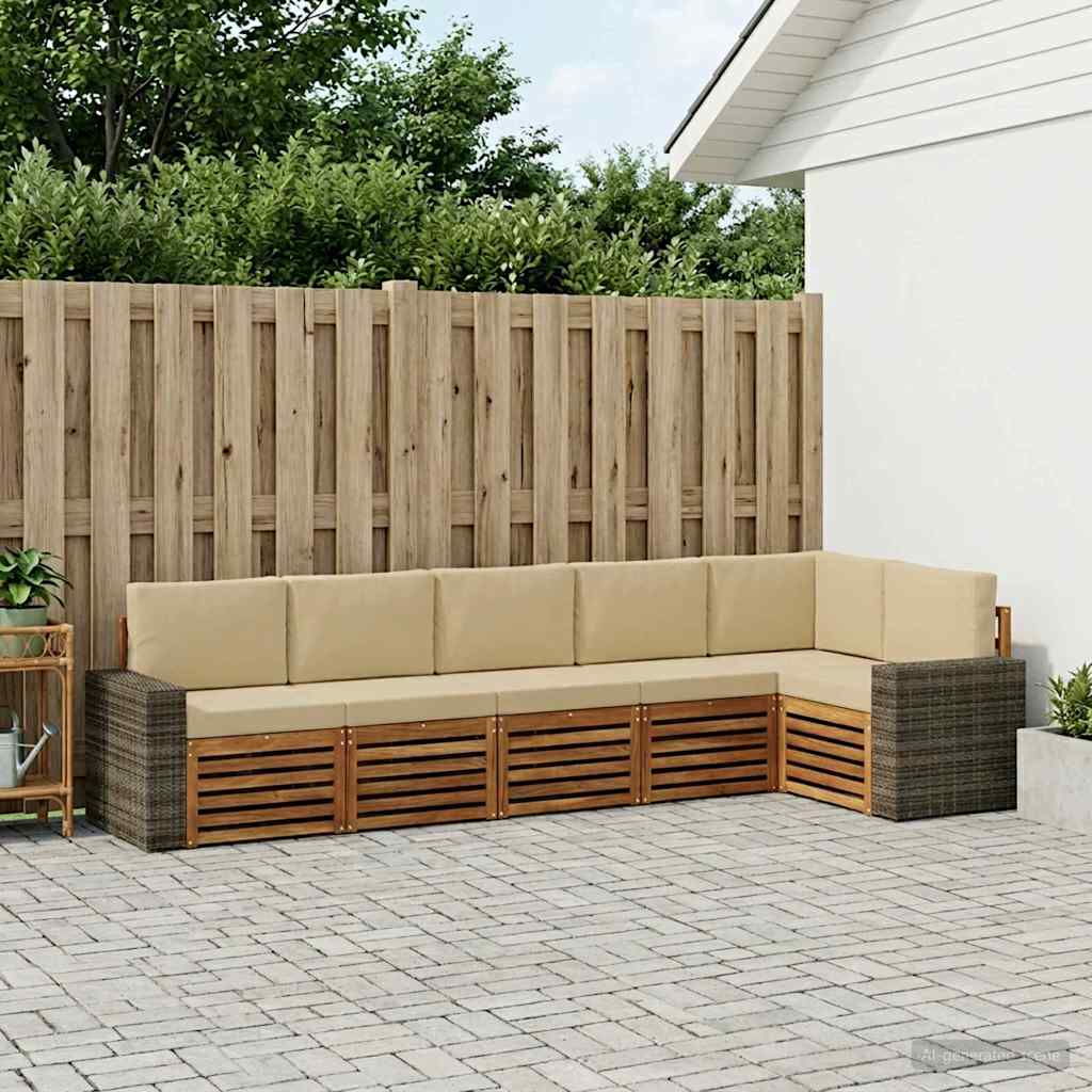 Outdoor-Sofagarnitur 6 stk. Natur und Beige Polyester