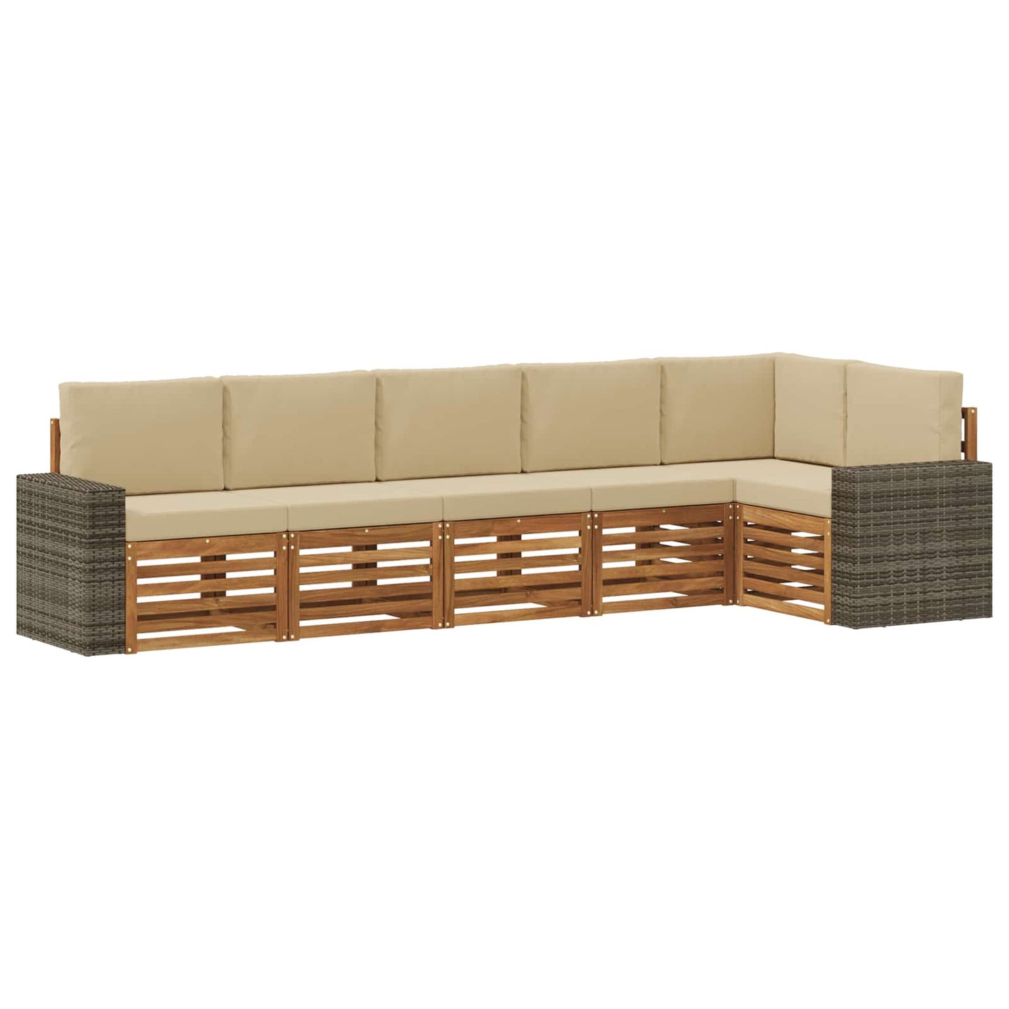 Outdoor-Sofagarnitur 6 stk. Natur und Beige Polyester