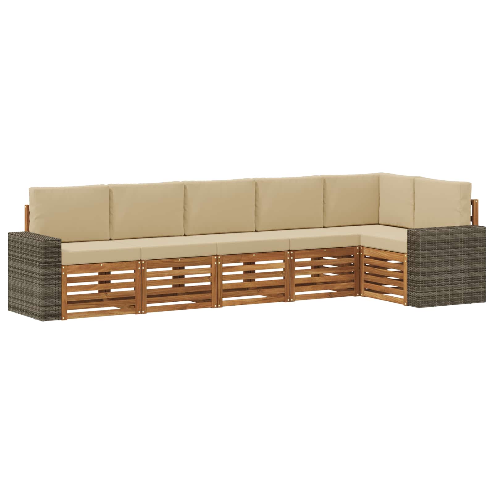 Outdoor-Sofagarnitur 6 stk. Natur und Beige Polyester