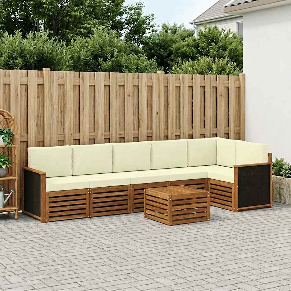 Ecksofa Set mit Kissen 6 pcs Natur und Creme