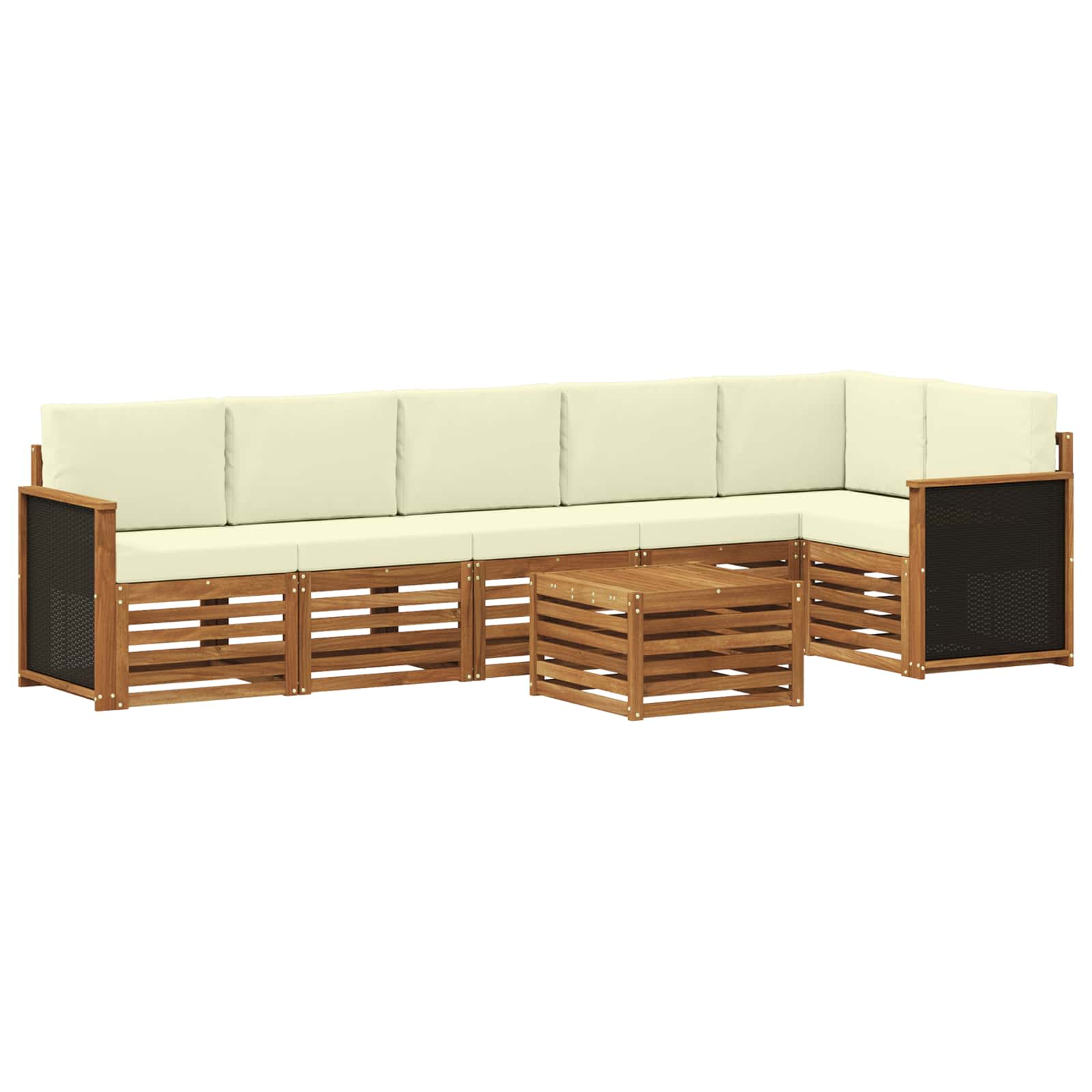 Ecksofa Set mit Kissen 6 pcs Natur und Creme
