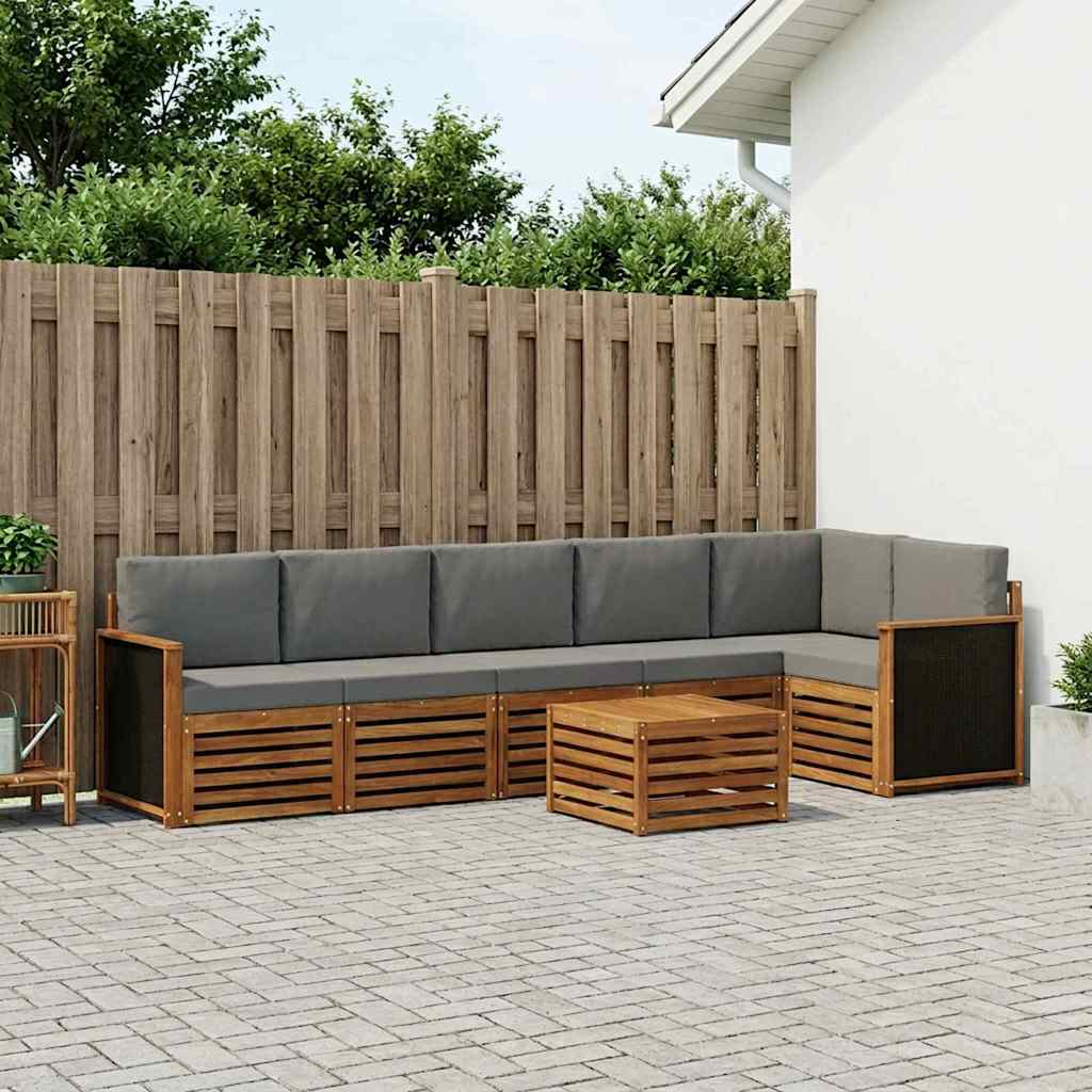 Outdoor-Sofagarnitur 6 stk. Natürlich und Hellgrau