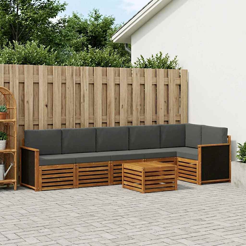 Outdoor-Sofagarnitur 6 stk. Natur und Anthrazit