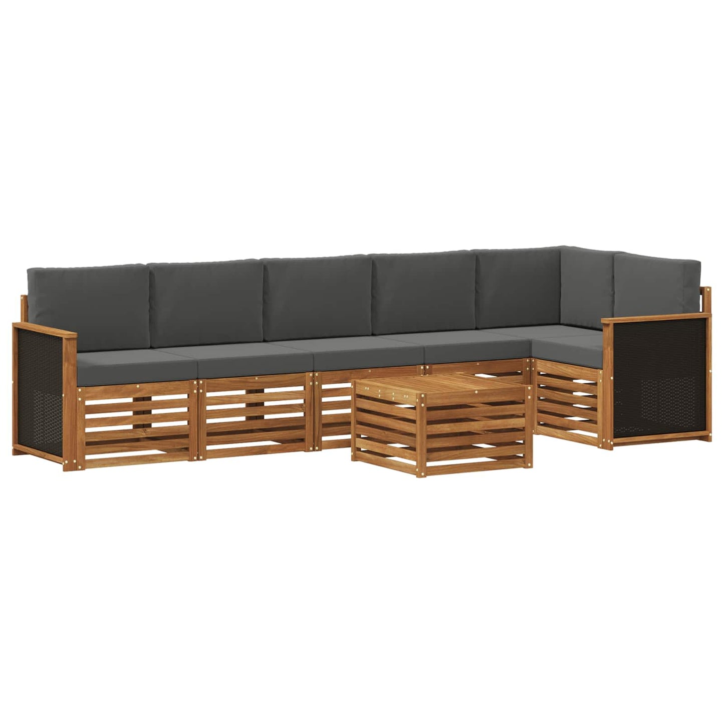 Outdoor-Sofagarnitur 6 stk. Natur und Anthrazit