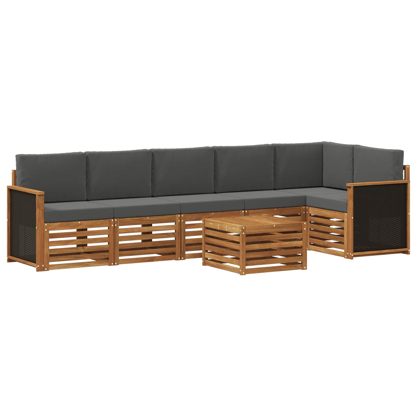 Outdoor-Sofagarnitur 6 stk. Natur und Anthrazit