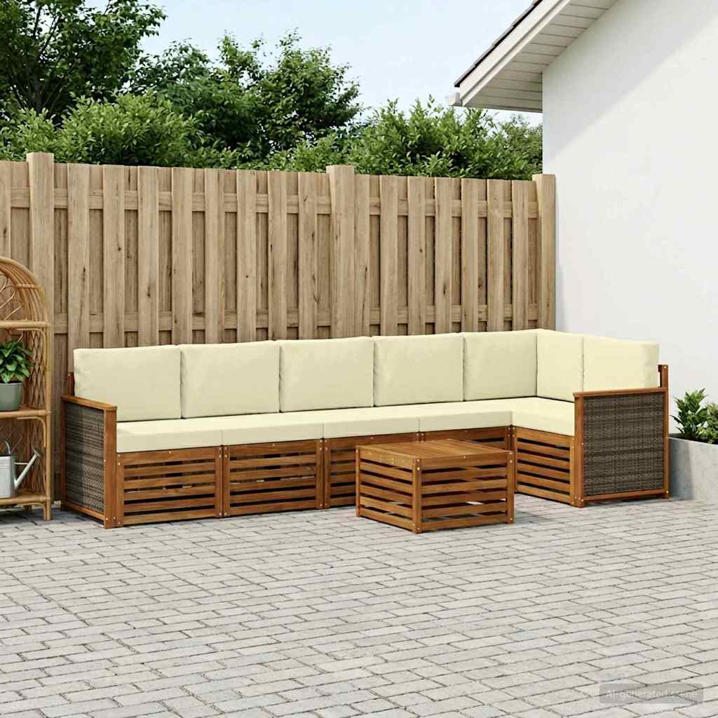 Ecksofa Set mit Kissen 6 pcs Natur und Creme