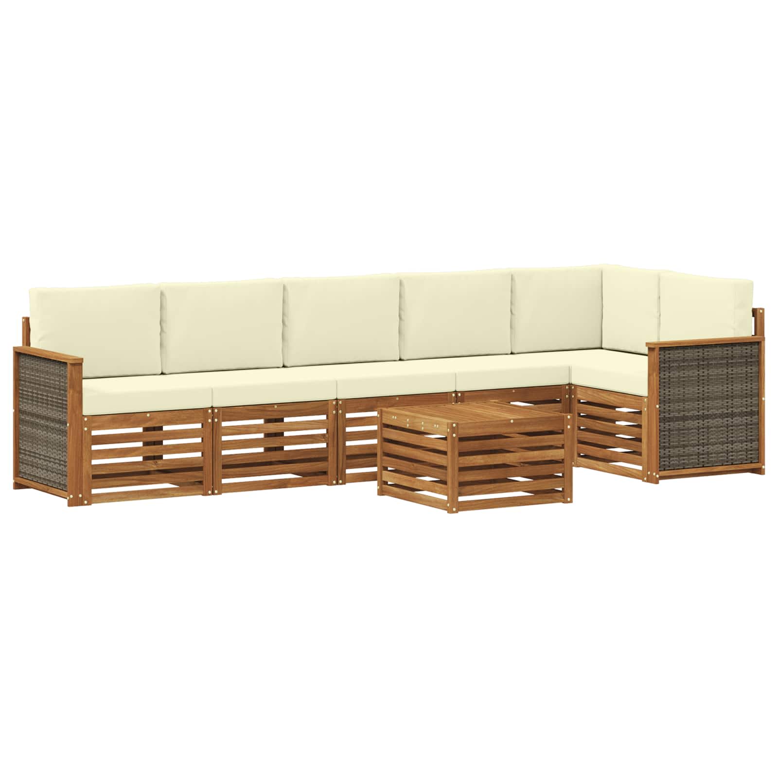 Ecksofa Set mit Kissen 6 pcs Natur und Creme