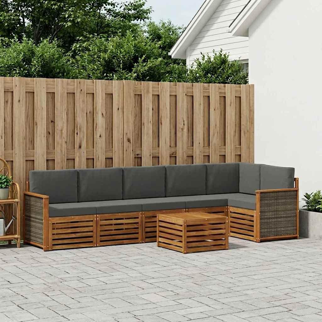 Outdoor-Sofagarnitur 6 stk. Natur und Anthrazit