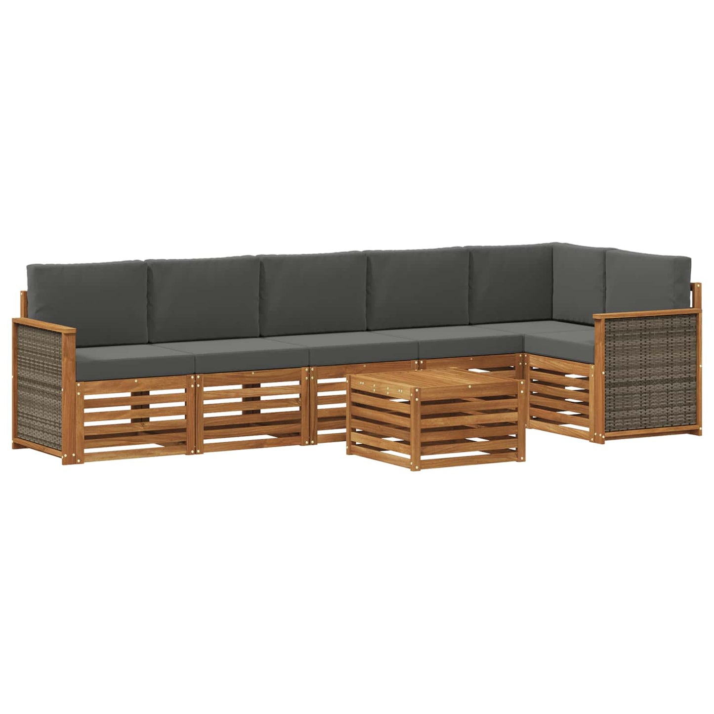 Outdoor-Sofagarnitur 6 stk. Natur und Anthrazit