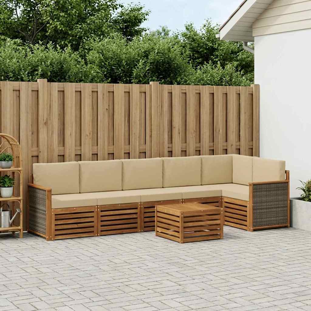 Outdoor-Sofagarnitur 6 stk. Natur