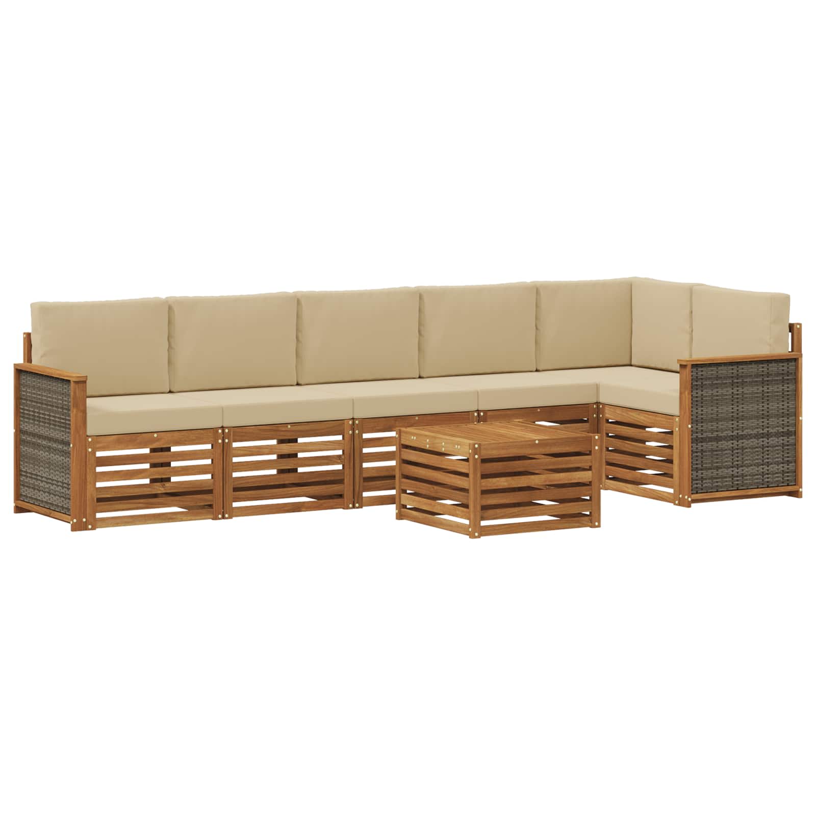 Outdoor-Sofagarnitur 6 stk. Natur
