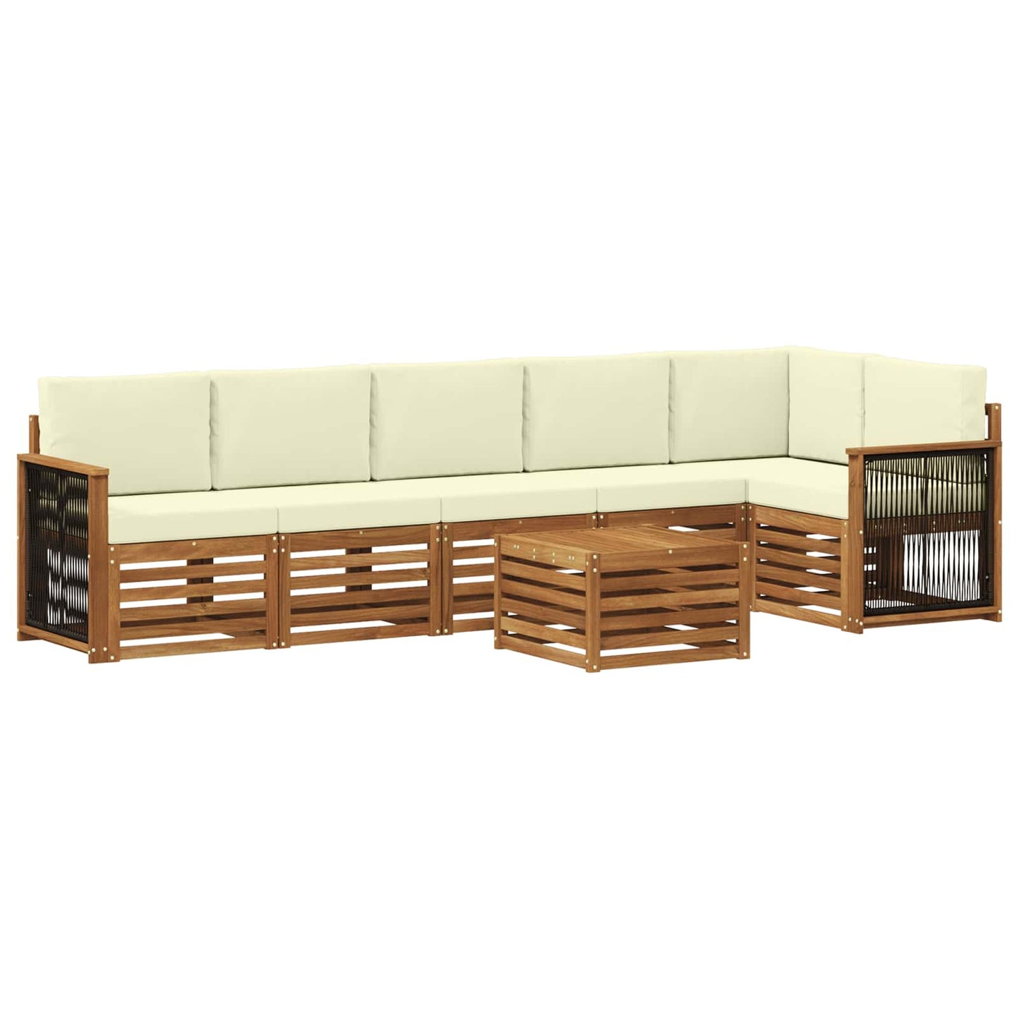 Ecksofa Set mit Kissen 6 pcs Natur und Creme