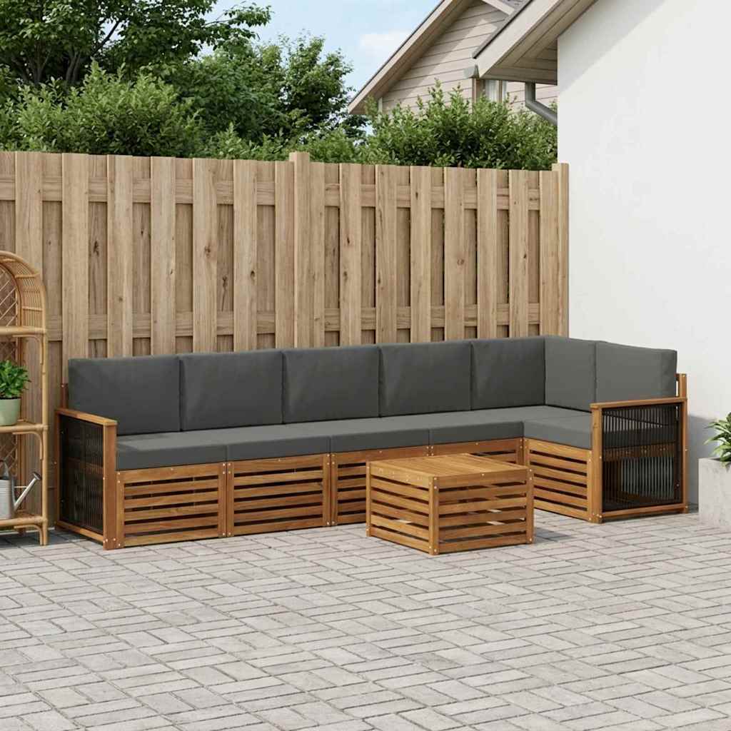 Outdoor-Sofagarnitur 6 stk. Natur und Anthrazit